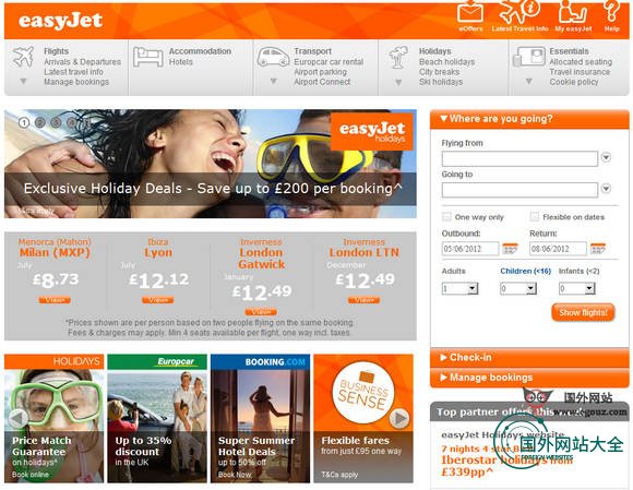 EasyJet:英国易捷航空公司官方网站