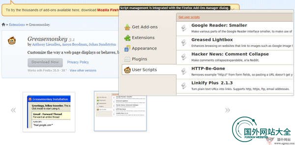 Greasemonkey:浏览器油猴扩展插件官网