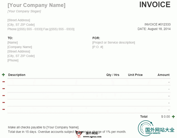 InVoiceatonce:在线免费发票生成工具