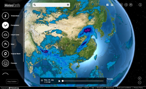 MeteoEarth:实时3D动态天气预报网