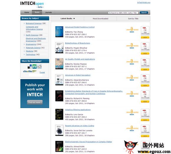 Intechopen:免费科技文献