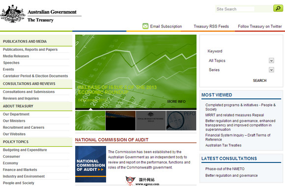 Treasury:澳大利亚财政部官网